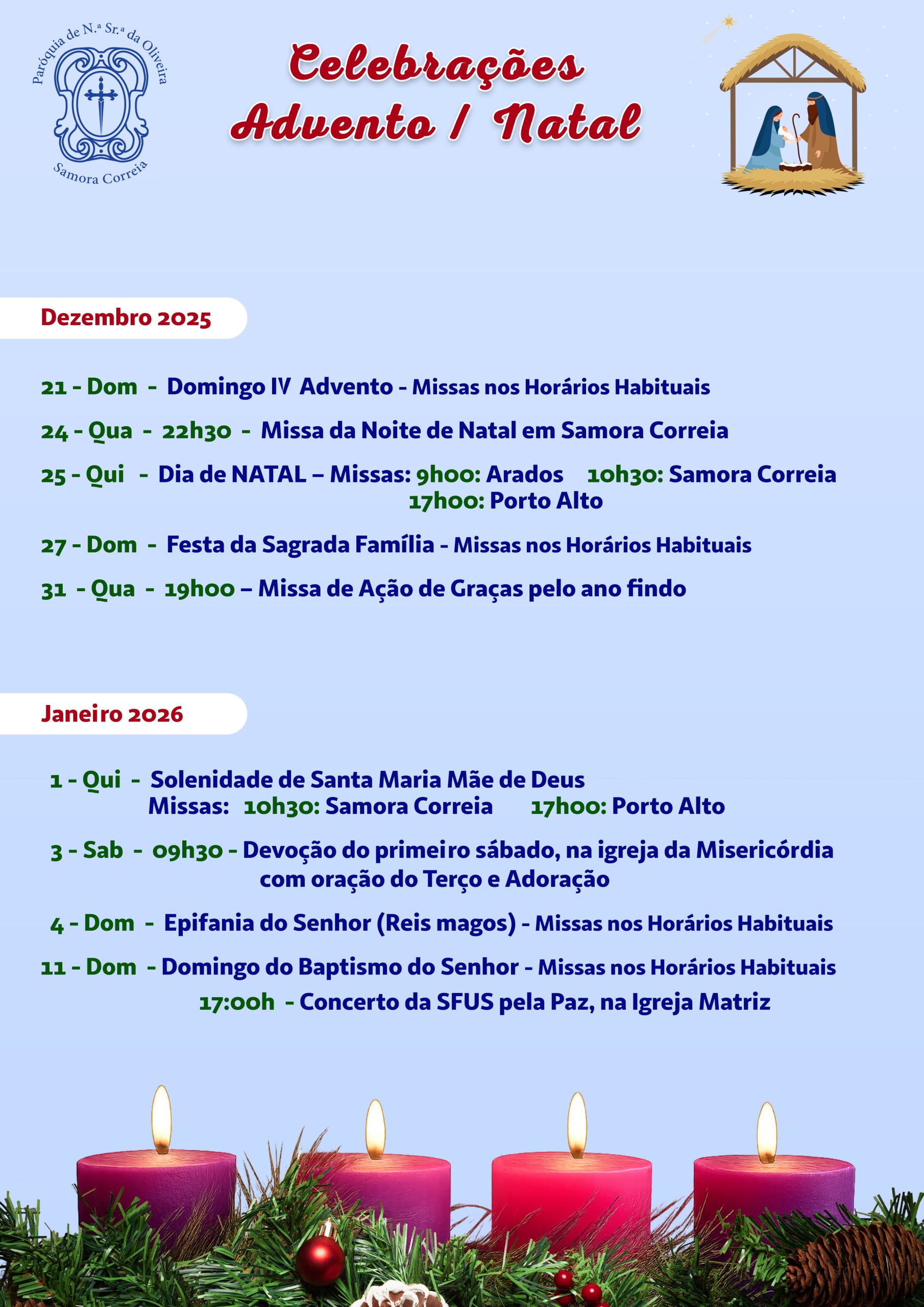 Celebrações Advento e Natal 2025/2026