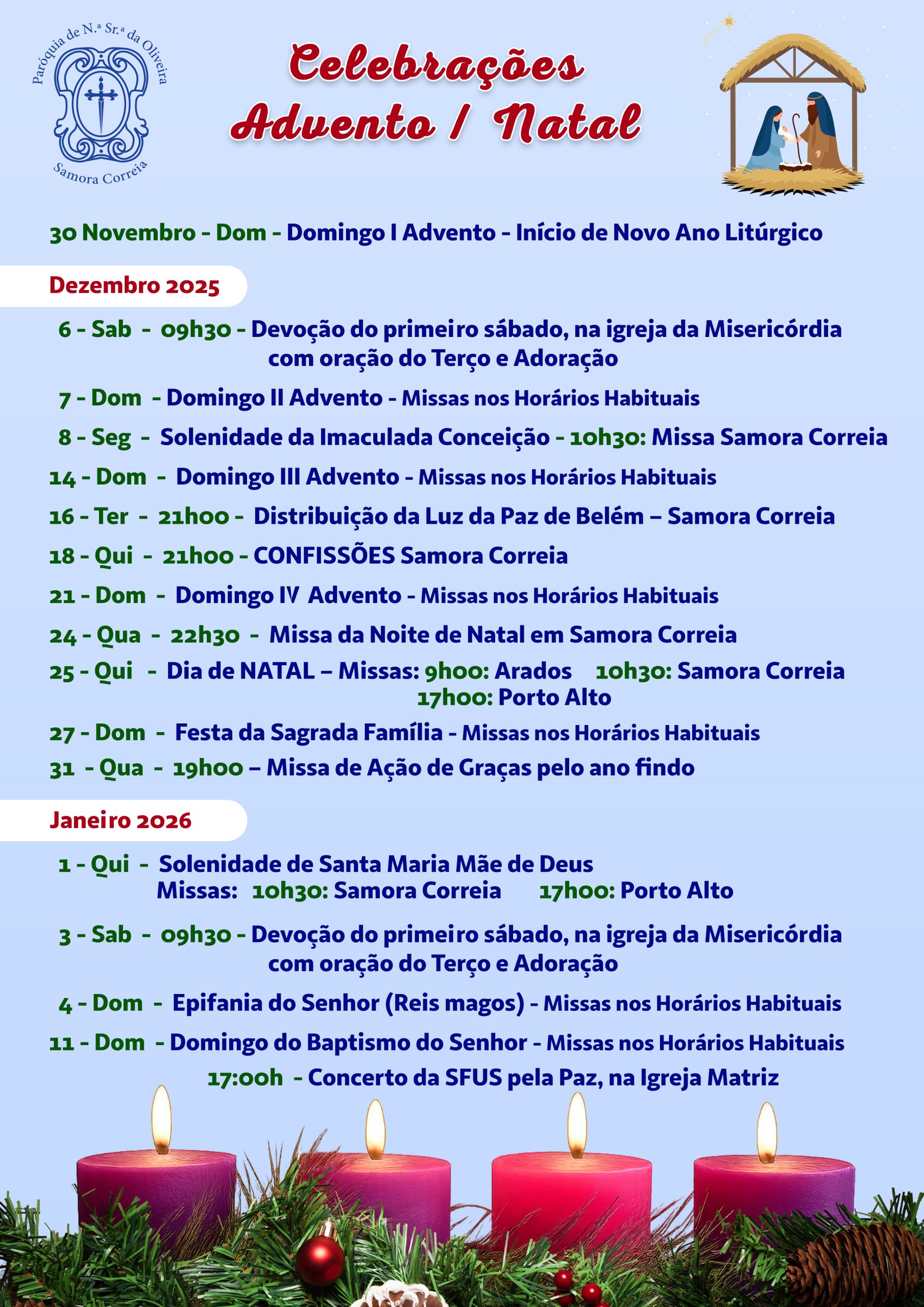 Celebrações Advento e Natal 2025/2026